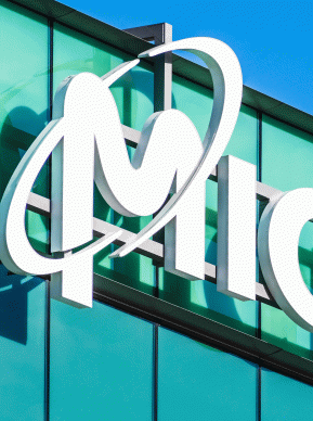 Micron logo on building